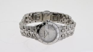 RAYMOND WEIL LADIES, silver radial dial, Roman numerals, stainless steel case and bracelet,