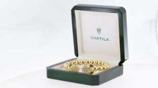 Fine 18ct gold chatila diamond sapphire bangle, set with estimated 1.7 carats diamonds. Weighs 32 gr