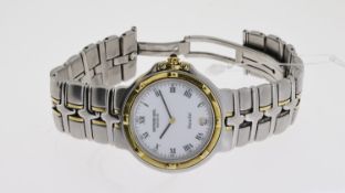 RAYMOND WEIL PARSIFAL REFERENCE 9190, white dial, Roman numerals, bi colour case and bracelet,