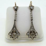 Pendant earrings with brilliant old cut and single cut diamonds approx 5 cm