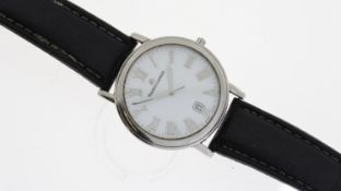 MAURICE LACROIX LC1017, white circular dial, Roan numerals, 38mm stainless steel case, black leather