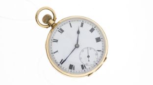 14CT VINTAGE OMEGA HALF HUNTER POCKET WATCH, circular white dial with roman numerals, 46mm 14ct gold