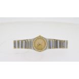 LADIES OMEGA CONSTELLATION DIAMOND BEZEL CIRCA 1998, circular champagne dial, diamond bezel, 23mm