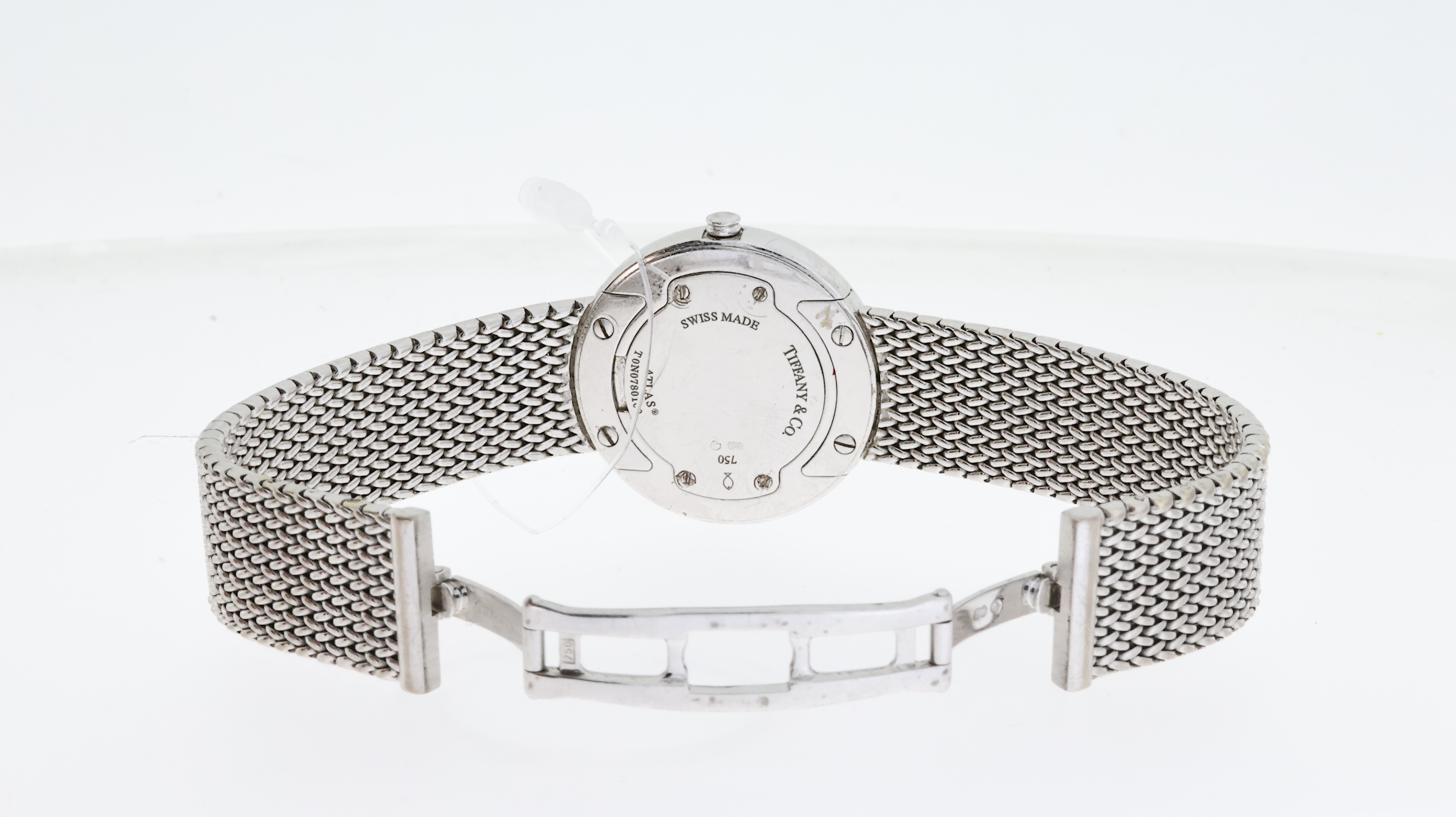 18CT TIFFANY & CO ATLAS QUARTZ WATCH, circular silver dial with roman numeral hour markers, - Image 3 of 3