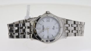 RAYMOND WEIL TANG, white dial, baton hour markers, date aperture, stainless steel case and bracelet,