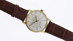 VINTAGE OMEGA GENEVE, cream dial, baton hourmarkers, gold plated case, 34mm, stainless steel case