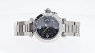 CARTIER PASHER AUTOMATIC REFERENCE 2324, black dial with Arabic numerals, luminous hands (A/F),
