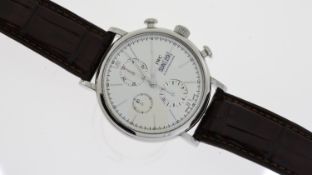 IWC PORTOFINO AUTOMATIC CHRONOGRAPH, circular silver dial with baton hour markers, day and date