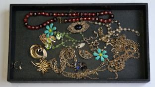 Vintage Joblot of Costume jewellery including Monet, Trifari and Deco Glass beads