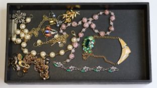Vintage costume jewellery including large austrian crystal brooches