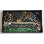 Vintage joblot of Jewellery including gold plated collar necklace and green glass beads