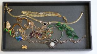 Vintage costume jewellery , including art nouveau styler silver plated necklace