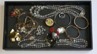 Vintage joblot of costume jewellery including cloisonnÃ© bangles