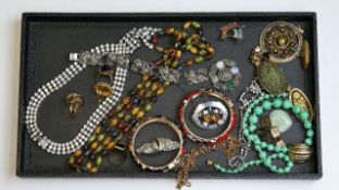 Vintage joblot of costume jewellery including peking glass