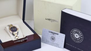LONGINES CONQUEST AUTOMATIC REF L2.285.5 W/BOX & WARRANTY CARD, black dial, approx 29mm with baton