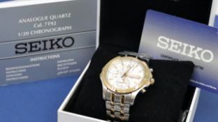 *TO BE SOLD WITHOUT RESERVE* SEIKO CHRONOGRAPH WITH BOX AND GUARANTEE