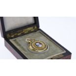 18CT SMALL ENAMEL POCKET WATCH WITH BOX