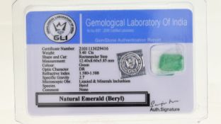 *TO BE SOLD WITHOUT RESERVE* TREATED EMERALD STONE WITH CERTIFICATE