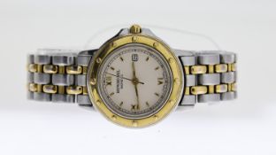 RAYMOND WEIL GENEVE REF 5360, approx 26mm champagne dial, baton hour markers, date aperture at 3 o'