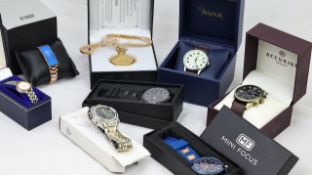 ***TO BE SOLD WITHOUT RESERVE*** JOB LOT OF 8 WATCHES W/BOXES INCLUDING ACCURIST, MINI FOCUS & AVIA.