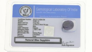 *TO BE SOLD WITHOUT RESERVE* TREATED SAPPHIRE STONE WITH CERTIFICATE