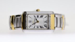 LADIES MAURICE LACROIX REF 59744, approx 18mm silver dial, Roman Numeral hour markers, stainless