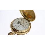 18CT FULL HUNTER CALENDAR REPEATER POCKET WATCH