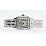 18CT CARTIER PANTHERE REFERENCE 1070, circular white patina dial with roman numeral hour markers,