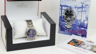 TISSOT PR100 REF T049410 A W/BOX, approx 38mm blue dial, baton hour markers, date aperture at 3 o'