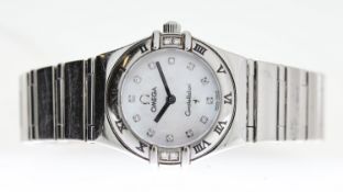 LADIES OMEGA CONSTELLATION MOTHER OF PEARL 'MY CHOICE' QUARTZ WATCH, circular mother of pearl dial