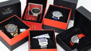 ***TO BE SOLD WITHOUT RESERVE*** JOB LOT OF 5 WATCHES W/BOXES INCLUDING VOSTOK EUROPE, CCCP &
