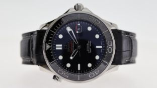 OMEGA SEAMASTER CO AXIAL AUTOMATIC, circular gloss black dial with applied hour markers, date