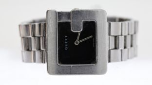 GUCCI G WATCH REF 3600M, approx 31mm black dial, stainless steel 'G' bezel and case, adjustable