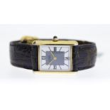 MUST DE CARTIER TANK VERMEIL WRISTWATCH, square white and grey dial with roman numeral hour markers,