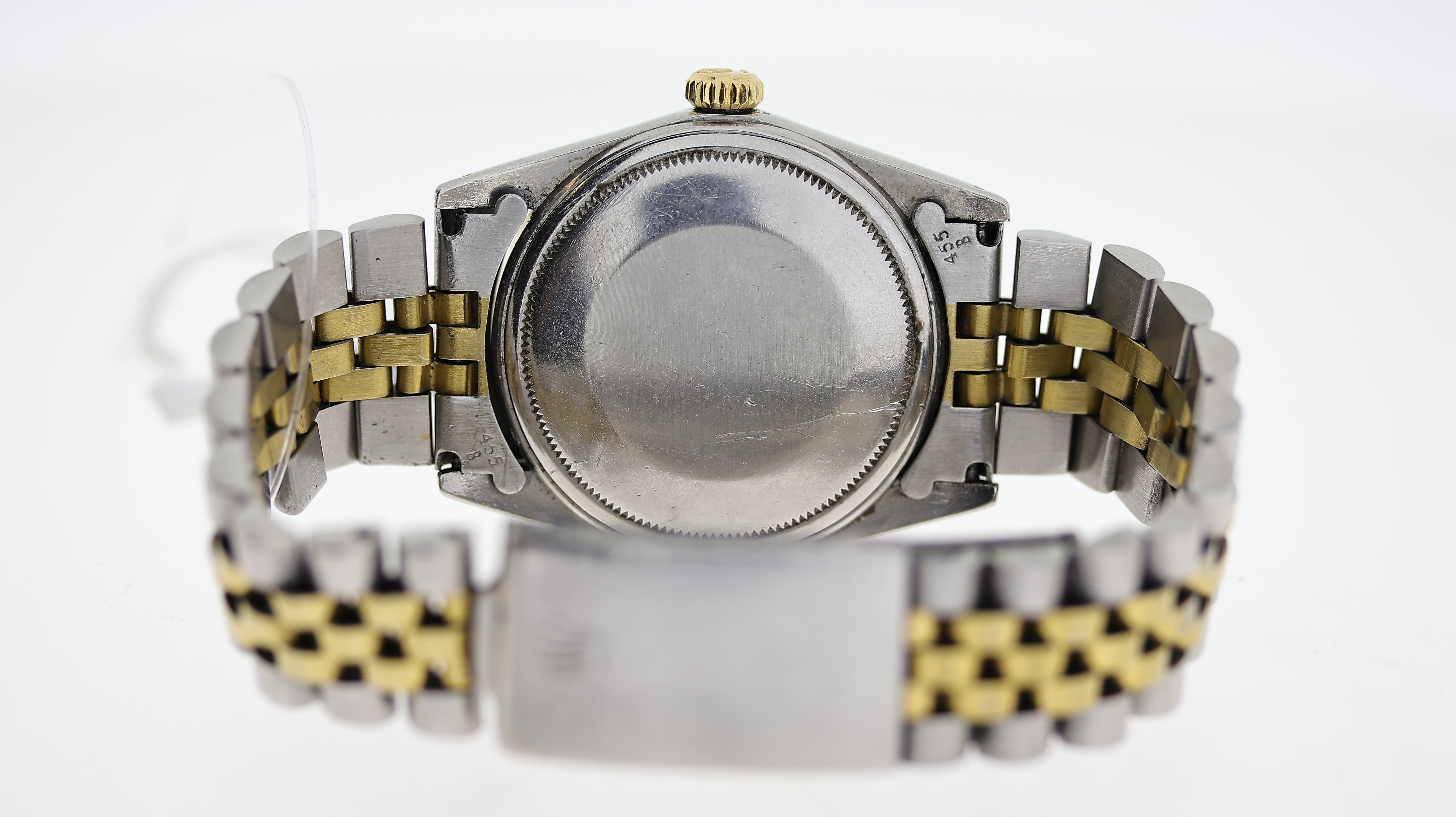 ROLEX DATEJUST STEEL AND GOLD DIAMOND DOT REF 16013 CIRCA 1981, circular champagne dial with diamond - Image 4 of 4