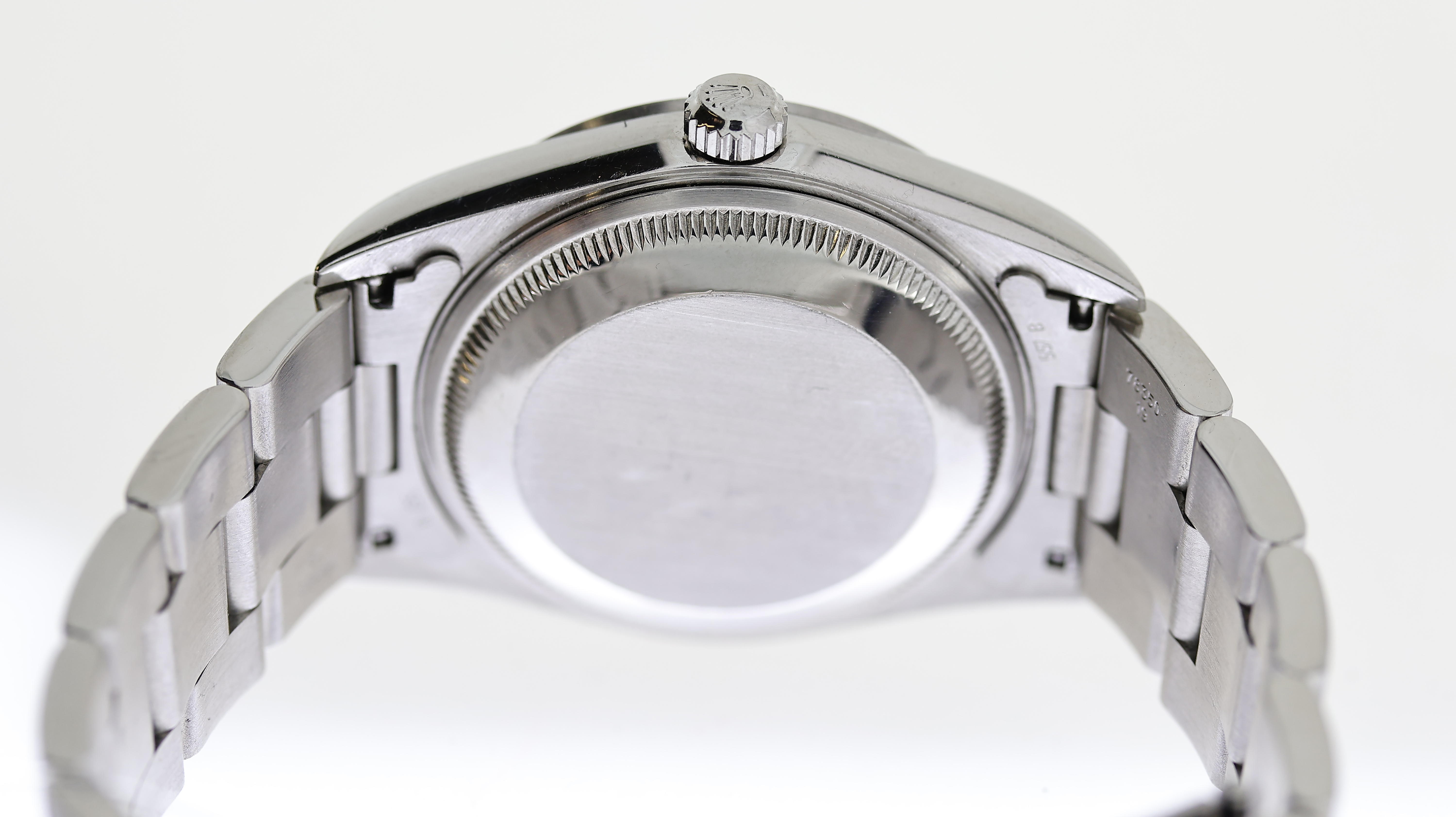 ROLEX OYSTER PERPETUAL DATE REFERENCE 15200 CIRCA 2000, circular gloss black dial with baton hour - Image 6 of 6