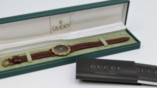 ***TO BE SOLD WITHOUT RESERVE*** GUCCI WATCH REF 046-445 W/BOX & WARRANTY CARD, approx 32mm dial,