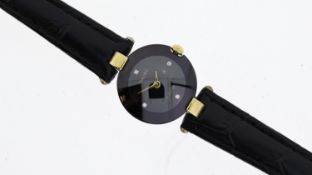 LADIES RADO REF 32959336, approx 20mm black dial, round hour markers, stainless steel case, black