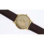 9CT EBEL WATCH, approx 34mm gold dial, baton hour markers, believed to be 9ct gold bezel and case,