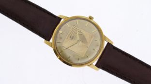 9CT EBEL WATCH, approx 34mm gold dial, baton hour markers, believed to be 9ct gold bezel and case,