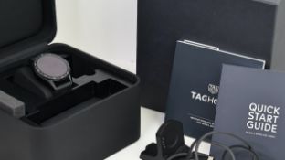 TAG HEUER CONNECTED REF SBR6A80 W/BOX & CHARGER, approx 44mm black dial, dauphine hour markers,