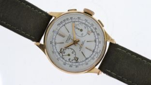 VINTAGE 18CT ORFINA CHRONOGRAPH, circular silver dial with baton hour markers, chronograph