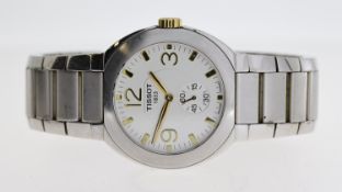 TISSOT QUARTZ REF G470/570, approx 36mm silver dial, square hour markers, seconds subdial at 6 o'