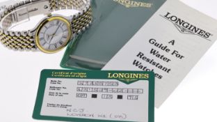 LONGINES LE GRANDE CLASSIQUE REF L5.631.3 W/PAPERS, approx 32mm white dial, Roman Numeral hour