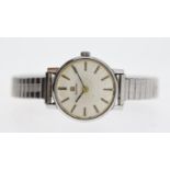 VINTAGE LADIES OMEGA WRISTWATCH, approx 23mm stainless steel case, expandable bracelet, not