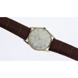 VINTAGE 9CT GIRARD PERREGAUX, circular dial, baton hour markers, 9ct 34mm case, case back signed and