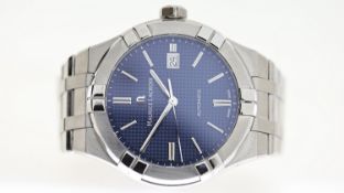 MAURICE LACROIX AUTOMATIC REF AY 35796, approx 40mm patterened blue dial with baton hour markers,