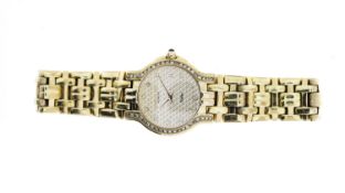 LADIES RAYMOND WEIL GENEVE FIDELIO REF 9962, approx 24mm patterned gold dial, round jewel effect