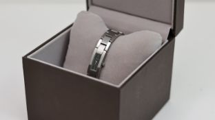 LADIES GUCCI REF 4600L, approx 13mm black dial, stainless steel bezel and case, Gucci crown,