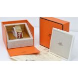 HERMES PARIS REF LO1 200 W/BOX, approx 18mm champagne dial, gold plated bezel and Hermes case,